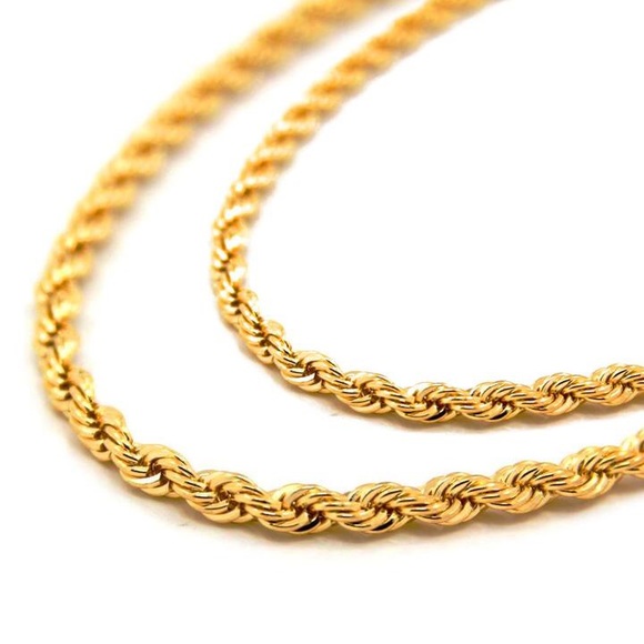Mens 18k Gold Stainless Steel Dookie Rope Chain - Picture 3 of 3